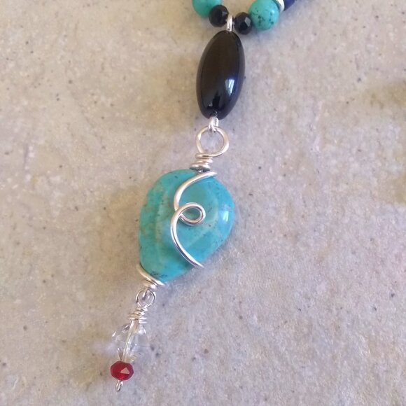 Versatile & Colorful Boho Necklace - Loads of Semi-Precious Stone Beads 18+1.5" - Picture 5 of 11